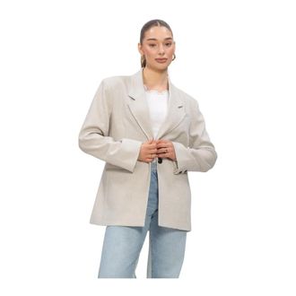 Co'Couture Dames, Jassen, Beige, Maat: L Leer