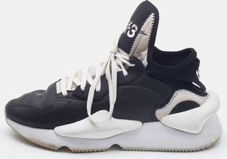 Yohji Yamamoto Black/white Leather And Fabric Kaiwa Sneakers