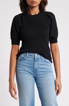 Wit & Wisdom Short Sleeve Rib Sweater in Black at Nordstrom Rack, Size X-Small
