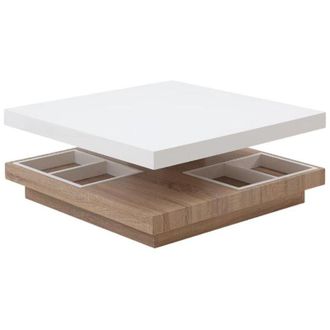 Vente-Unique Vente-unique - Tavolino girevole in mdf laccato bianco e quercia - fausto ii