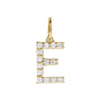 Diamond2Deal 14k Gold 1/5ct Lab-Grown Diamond Initial E Pendant
