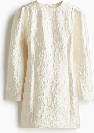 H&M Kleid aus Jacquardstoff - Cremefarben