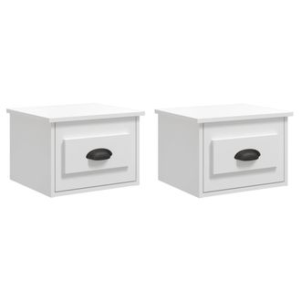 vidaXL Vidaxl - Mesitas De Noche De Pared 2 Uds Blanco Brillante 41,5x36x28 Cm