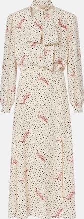 Valentino Polka-dot silk cr&ecirc;pe de chine midi dress
