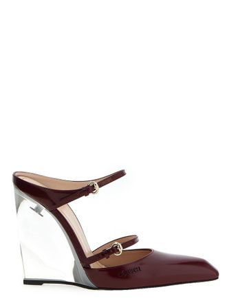 Gucci Multicolor Leather Wedge Womens Sandals