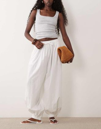 Arket pantaloni balloon in puro cotone bianchi-Bianco