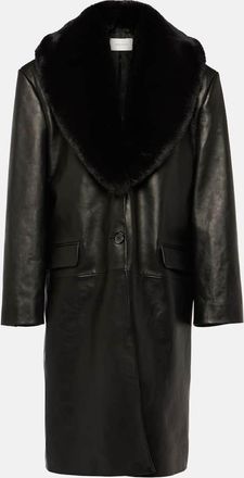 Magda Butrym Faux fur-trimmed leather coat