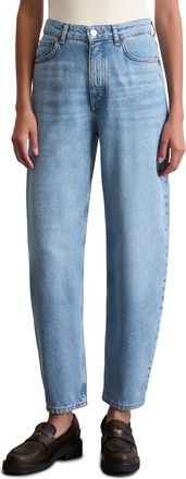 Marc O'Polo High-waist-Jeans MARC OPOLO, Damen, Gr. 28, L&auml;nge 32, blau (tinted light blau wash), Obermaterial: 76% Lyocell, 24% Baumwolle, unifarben, weit, unten 
