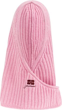 Ganni Muts met geborduurd logo - Roze