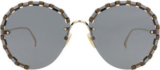 Chlo&eacute; 63mm Round Sunglasses in Gold Gold Grey at Nordstrom Rack