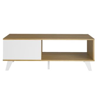 Pondecor Interiorismo Mesa centro turqu&iacute;a mdf lacado roble/blanco texturizado con 1 puerta