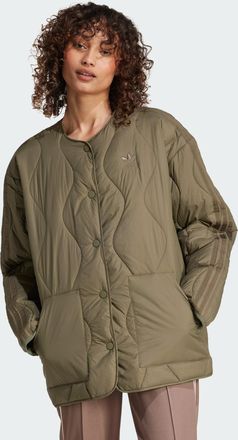adidas Originals Womens Fashion Quilted Liner Jacket - Khaki Polyamide - Size Small