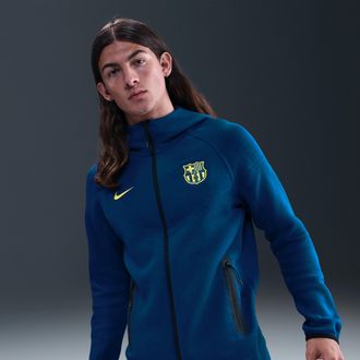 Nike FC Barcelona Tech Windrunner Fourth Nike Mens Soccer Fleece Full-Zip Jacket in Blue | FZ1274-432