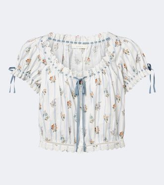 D&ocirc;en D&ocirc;en Nera embroidered printed cotton top