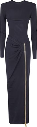 Balmain Dress Long Sleeves Zipped Compact Jersey