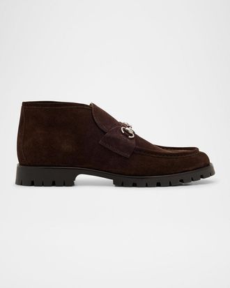 Gucci Men & apos;s Sylke Suede Bit Lug-Sole Chukka Boots