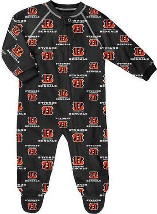 Outerstuff Infant Black Cincinnati Bengals Allover Print Raglan Full-Zip Jumper at Nordstrom, Size 12M