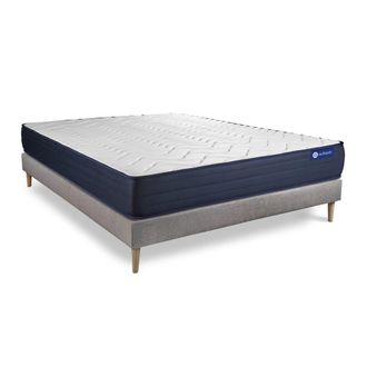 Actisom Somier gris + colch&oacute;n con espuma viscoel&aacute;stica 140 x 190