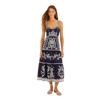 Farm Rio Farm Rio, Kleedjes, Dames, Blauw, S, Katoen, Midi Jurk