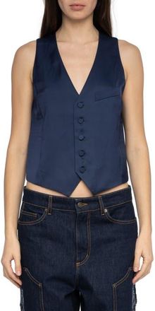 Zadig&Voltaire Emaux Sleeveless Satin Top in Marine at Nordstrom, Size X-Small Regular