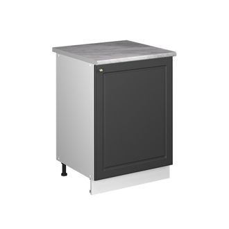 Vicco Mueble Bajo De Cocina Fame-line, Antracita-oro Landhaus/blanco, 60 Cm 1 Puerta Con Encimera, Vicco