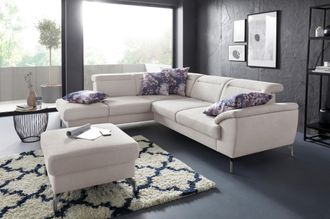 Sit&more Ecksofa »Percy L-Form« 15 cm Fusshöhe, Sitztiefenverstellung, wahlweise in 2 Fussfarben