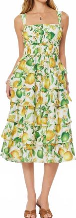 Current Air Square Neck Sleeveles Tiered Midi Dress In Lemon