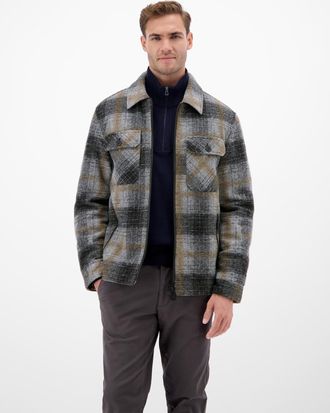 Lerros Blusenjacke LERROS, Herren, Gr. XXL, platinum grau, Web, Obermaterial: 100% Polyester, kariert, normal h&uuml;ftbedeckend, Rundhals, Jacken Blusenjacke, Ov