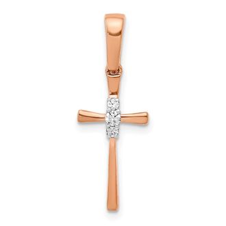 Diamond2Deal 10k Rose Gold.03ct. Diamond Cross Pendant