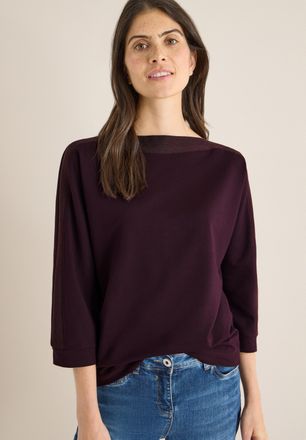 Cecil Fledermausshirt CECIL, Damen, Gr. S (38), eggplant rot, Jersey, Obermaterial: 48% Baumwolle, 48% Modal, 4% Elasthan, unifarben, bequem h&uuml;ftbedeckend, 