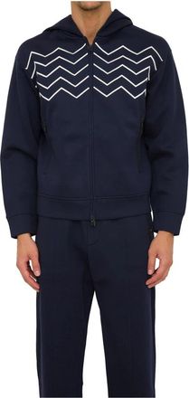 Emporio Armani Blauwe Jerseykleding voor Stijlvolle Look - Heren - Vesten met rits - Blauw - XL - Hoodies & sweatvesten