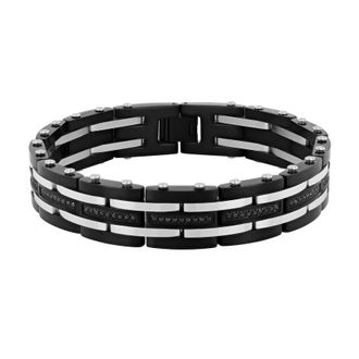 Robert Alton 1CTW Black Diamond Stainless Steel With Black Finish Mens Link Bracelet