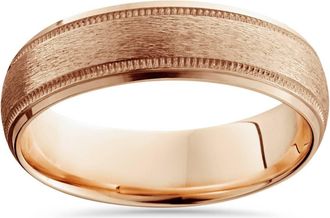 Pompeii3 6mm Brushed Milgrain Mens Wedding Band 14K Rose Gold Size Selectable