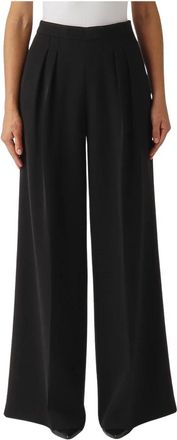 Twinset Broeken, Dames, Zwart, S, Leer, Wijde Cr&ecirc;pe Broek