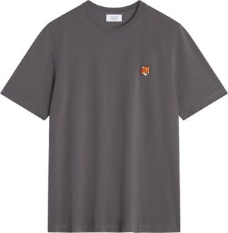 Maison Kitsuné Grey Crewneck Logo T-Shirt