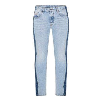 Diesel Herenjeans van denim met zijstreep, 5 zakken en rechte pijpen (Blauwe Denim)