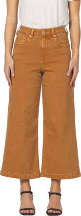 Dear John Denim Audrey Wide Leg Cropped Denim Jeans In Biscuit