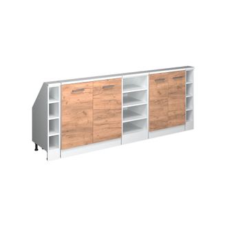 Vicco Armario De Cocina Para Techo Inclinado R-line, Oro Potencia Roble/blanco, 210 Cm Lote De 5, Vicco