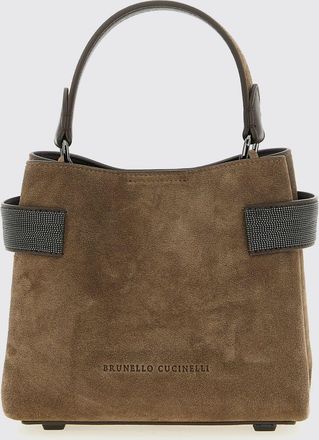 Brunello Cucinelli Borsa a mano in suede con dettaglio Monile Brunello Cucinelli