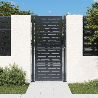 Berkfield Home Garden Gate Anthracite 105x180 cm Steel Square Design