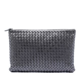 Bottega Veneta Tweedehands Metallic Nappa Intrecciato Clutch