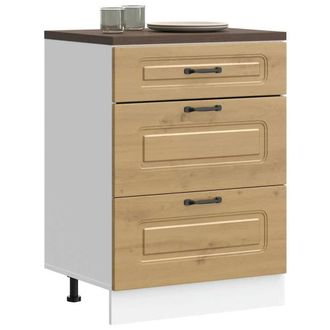 Berkfield Home Kitchen Base Cabinet Kalmar Artisan Oak Engineered Wood in Brown