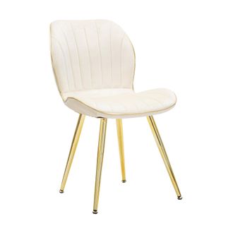 Dmora Silla Bohinj, 2 Sillas, Tapizado En Terciopelo, Acolchado, Blanco Crema