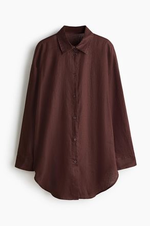 H&M Strandbluse aus Leinen - Dunkelbraun