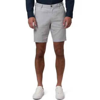 Mavi Noah Flat Front Stretch Cotton & Linen Shorts in Light Grey Linen Stripe at Nordstrom Rack, Size 33