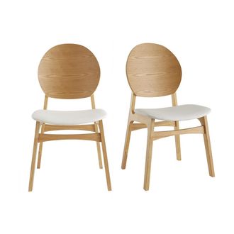 Miliboo Miliboo - Set De 2 Sillas N&oacute;rdicas De Madera Clara Y Poliuretano Blanco Elton