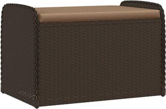 vidaXL Vidaxl - Banco de almacenaje y cojín ratán sintético marrón 80x51x52 cm
