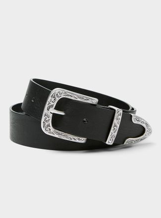 Le 31 Mens Western engraved-buckle belt