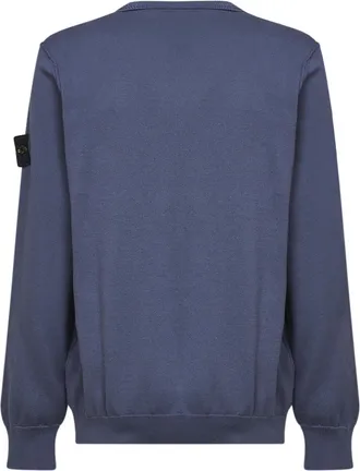 Stone Island Mens Blue Grey Organic Cotton Knit Crewneck Sweater