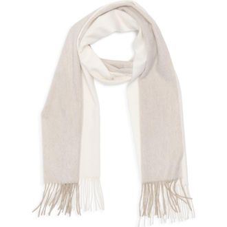 Nordstrom Colorblock Cashmere Scarf in Ivory- Tan at Nordstrom